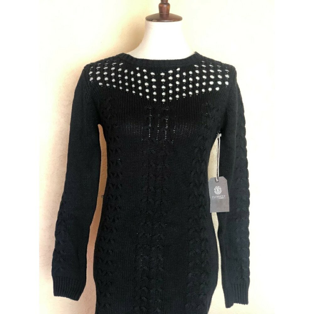 Element Women's Black Cable knit My Love Sweater Dress Size M L - Picture 8 of 12